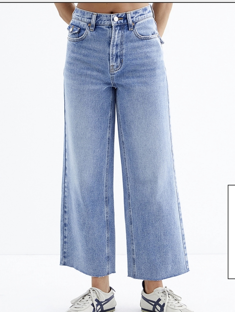 PacSun Nora Wide Leg Flare Blue Denim Jeans NWT High Rise High Waist Cropped - Picture 3 of 15